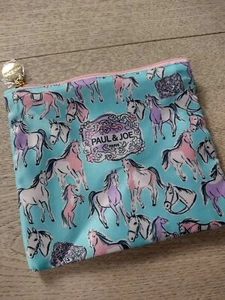 Paul & Joe Horses Cosmetics/Makeup Pouch Blue/Multi. 15cm X 14cm.