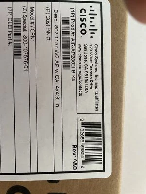 NEW Cisco AIR-AP2802I-B-K9 Access Point Aironet 2802i 802.11ac 5.2 Gbps - Image 1 of 2