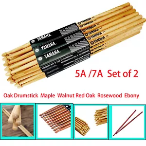 PACK de 4 baquetas de madera punta de madera roble/arce/nogal/palo de rosa/roble rojo 5A 7A YMH - Imagen 1 de 23