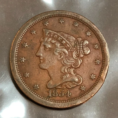 1854 BRAIDED HALF CENT #65J Cover