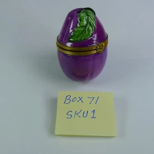 Limoges Hinge Plum Box France, Approx. 5 x 5 cm & 7 cm Height - Picture 1 of 2