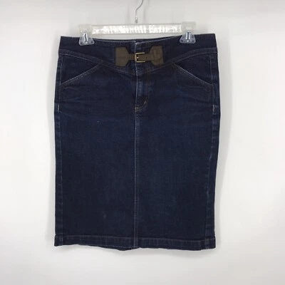 Falda vaquera azul Lauren Jeans Co talla 4 para mujer detalle de hebilla lápiz recta usada en excelente estado Foto 1 de 3