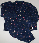 NWT Ralph Lauren NAVY/PINK/WHITE FLORAL BRUSHED-BACK SATEEN Pajama Set L PRETTY