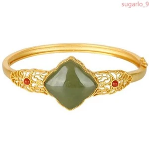 Chinese Natural Jade Bracelet Woman Jewelry Lucky Amulet Bangle - Picture 1 of 6