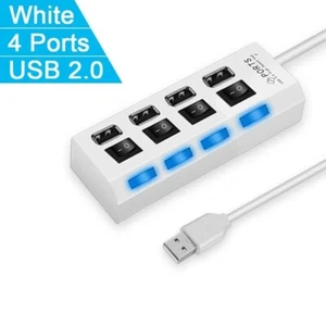 USB 2.0 Hub 4/7 Port Splitter Adapter mit Aktiv Netzteil Verteiler für PC Laptop - Bild 1 von 5