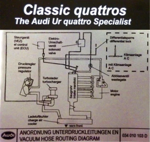 Audi Ur quattro Turbo Coupe Mb unter Motorhaube Vakuumschlauch Aufkleber Aufkleber 034010103D - Bild 1 von 1