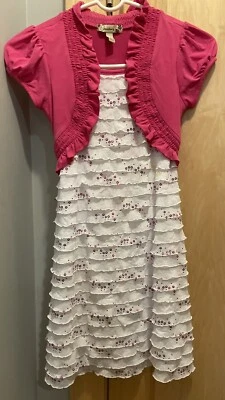 Vestido Speechless Niñas Talla 8 Hasta la Rodilla en Rosa/Blanco San Valentín Pascua Primavera Foto 1 de 4