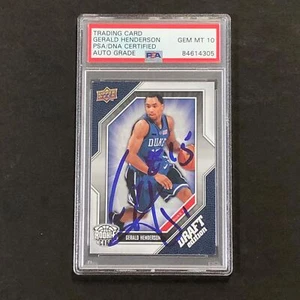 2009-10 Upper Deck Draft Edition #33 Gerald Henderson Signed Card AUTO 10 PSA Sl - Picture 1 of 2