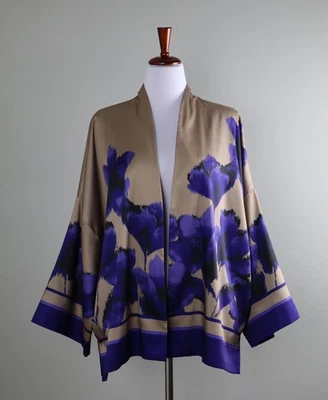 CHICO'S $128 Open Front Floral Kimono Jacket Top Size 2 / 3 US Large / XL - Image 1 of 4
