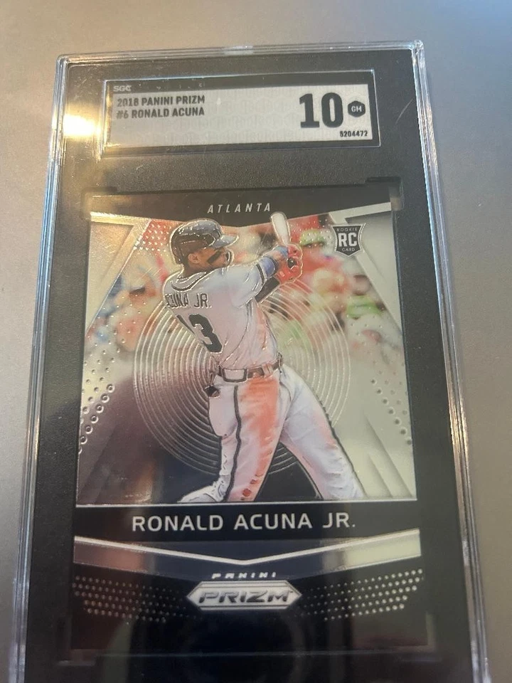 Tarjeta de novato Ronald Acuña Panini Prizm 2018 clasificación 10 #6 Foto 1 de 1