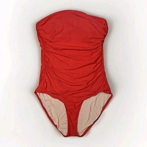 J CREW One Piece Swimsuit Womens LT-14 Large Tall Ruched Strapless Bathing Suit - Picture 1 of 14
