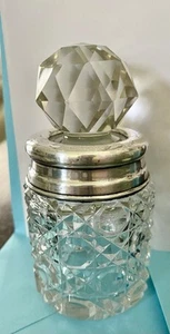 Sterling Silver caped Hand cut Glass Crystal Perfume Bottle Birmingham c.1918 - Picture 1 of 6