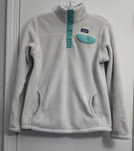 Patagonia Youth Girls 14 Re Tool Snap T PolarTec White Pullover Fleece 65585 - Picture 1 of 12