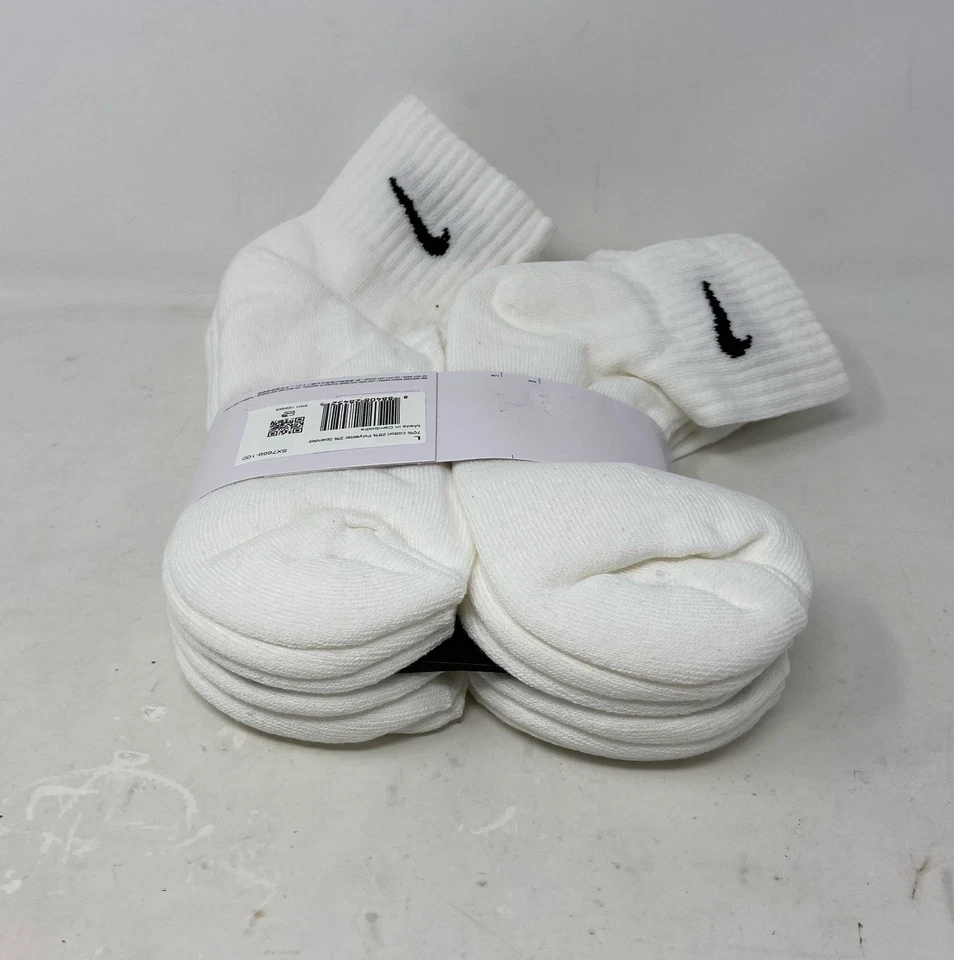 Nike Dri-FIT Everyday Plus Cushioned Ankle Socks 6-Pair White M SX6899-100