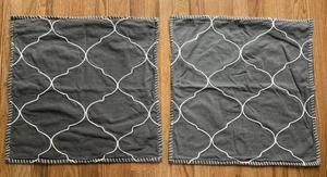 Pottery Barn Pillow Covers Set of 2 Arabesque 22” Embroidered Moroccan Gray - Picture 1 of 6