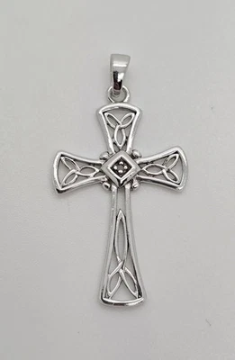 COLGANTE CRUZ NUDO CELTA DIAMANTE GENUINO REAL PLATA ESTERLINA Foto 1 de 4