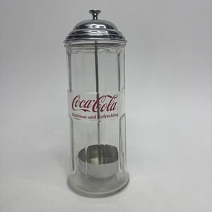 Coca-Cola Vintage Diner-Stil Glas & Chrom Strohhalm Spender/Halter 1992 Cola - Bild 1 von 4