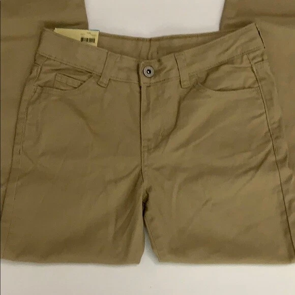 Pantalones de mezclilla descolgados Glory para niñas talla 12S beige pierna ajustados tiro medio cadera y muslo  Foto 1 de 4