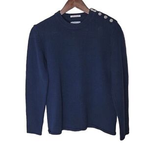 GANT Mens Rugger Skipper Knit Sweater size S Blue Shoulder Button Heavyweight 