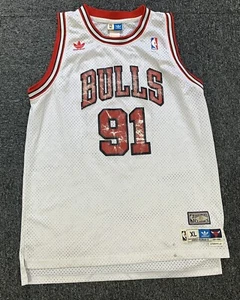 Vintage Adidas Chicago Bulls Jersey 1995-1996 Dennis Rodman #91 Basketball White - Picture 1 of 17