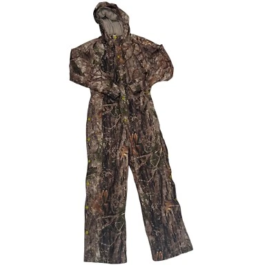 Cabelas Camo Real Tree Coveralls Hunting One Piece Suit Jacket Pants Hood Kids M - Image 1 of 4