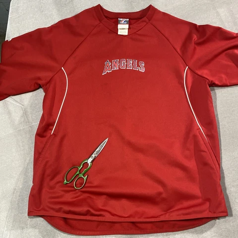 Anaheim Angels Shirt Large Men Red Spellout Therma Base Majestic Authentic Cover