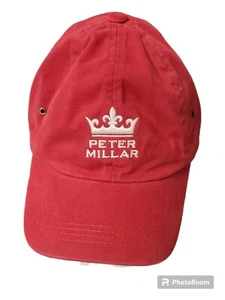 Peter Millar Hat Red Cap Cotton Strapback Adjustable Spell Out Logo - Picture 1 of 5