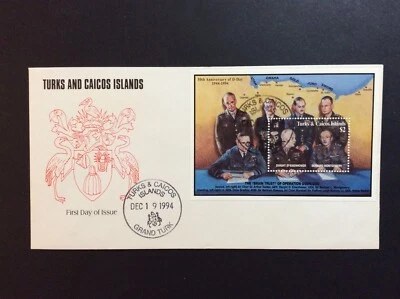 BroadviewStamps Turks & Caicos Islands #1189 souvenir sheet. FDC VF.  WWII - Image 1 of 2