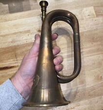Civil War Brass Bugle Horn Patina Solid Metal Collector Man Cave Military Army