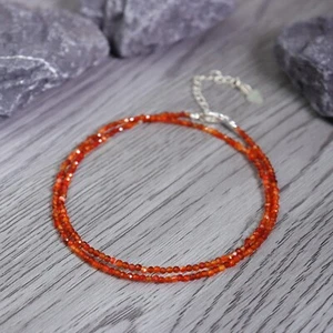 AA+ Grade Natural Carnelian Beaded Healing Dainty Women Crystal Necklace Choker - Picture 1 of 3