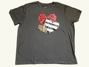 Women's Plus Size 4XL Graphic T-Shirt With Hearts Polyester & Elastane - Picture 1 of 5