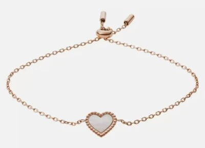 Fossil Herz Schiebearmband Edelstahl roségoldfarben Perlmutt - Bild 1 von 4