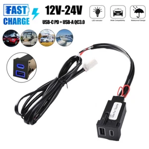USB-C PD +USB-A QC3.0 Charger Kit For Toyota RAV4 2018-2024 Tundra 2021-2024 - Foto 1 di 11