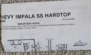 AMT ERTL 1964 Chevrolet Impala SS 1:25 Model #6564 1989 **INSTRUCTIONS ONLY** - Picture 1 of 4