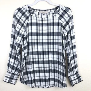 Blusa Top Ligera Loft Para Mujer Negra Blanca Cuadros Guinga Talla XS NUEVA CON ETIQUETAS - Imagen 1 de 4