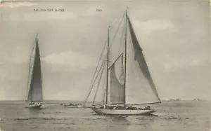 Sailboat Sailing off Shore Massachusetts boats Nautical Postcard - Bild 1 von 2