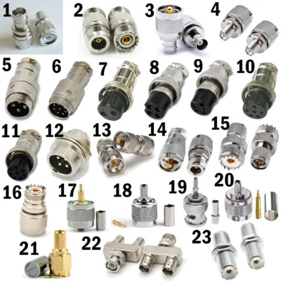 UHF SO239 PL259 TO BNC N SMA UHF male female RF connector Converter Adapter US - Image 1 of 4