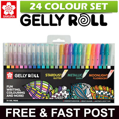 Juego De 24 Colores Sakura Gelly Roll Pen - Polvo De Estrellas, Metal Y Bolígrafo De Gel A La Luz De La Luna • 32.70€