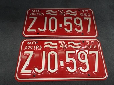 Nuevo de Lote Antiguo 1977 Missouri matrículas ZJ0-597 Ford Chevrolet Dodge AMC Pontiac Buick Foto 1 de 4