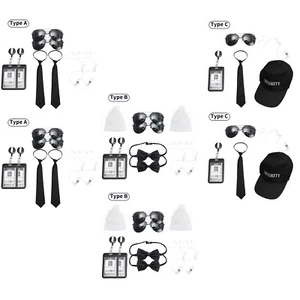 Agente Set Hat Cravatta Collo Tappi per Orecchie Work Brand Occhiali Bow Tie Bag - Imagen 1 de 24