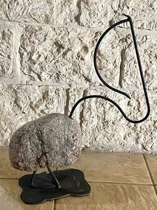 VTG Abstract Brutalist HVY Metal & Granite Stone Pelican Statue 23"H - Picture 1 of 24