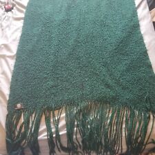 Kennebunk Weavers Afghan Blanket Throw Green Vintage USA 38”x80+”