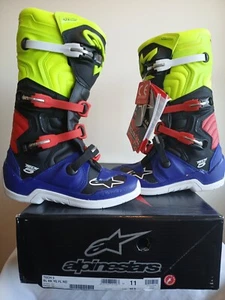 ALPINESTARS TECH 5 BLUE BLACK YELLOW FLO RED BOOT US 11 EURO 45.5 - Picture 1 of 3