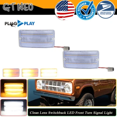 Luces de señal de giro LED DRL transparentes para Ford Bronco 1969-1977 Foto 1 de 4