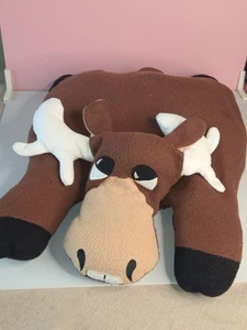 Corona Artigianale? Cuscino amico amico peluche mucca toro alce vintage raro marrone - Foto 1 di 16