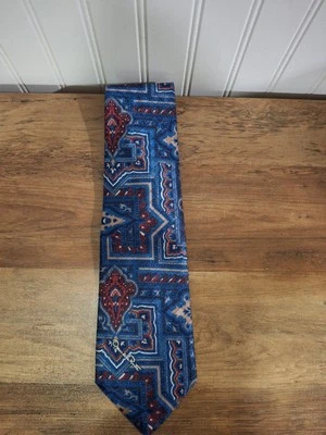 Corbata vintage Oscar De La Renta para hombre diseño geométrico azul mezcla de seda hecha en EE. UU. Foto 1 de 4