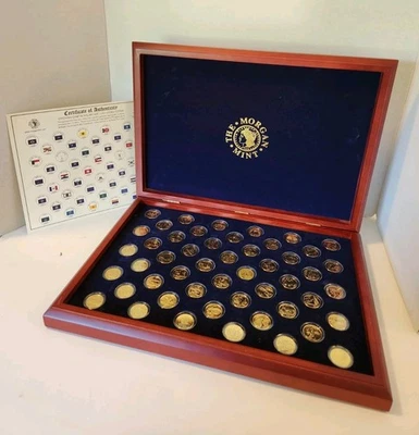 Morgan Mint 50 Statehood Quarter 24KT GOLD LAYERED EDITION Wood Case with COA - Image 1 of 4