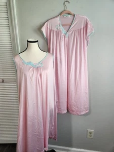 VTG JC Penny Robe and Nightgown Set Size Large JCP Collectibles Pink Embroidered - Picture 1 of 8