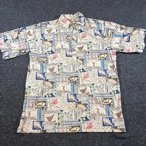 Pullover de pesca vintage Go Barefoot Island camisa hawaiana HECHA EN EE. UU. para hombre L usado en excelente estado - Imagen 1 de 8