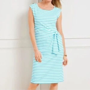 Vestido midi Talbots aqua y blanco talla grande - Imagen 1 de 7